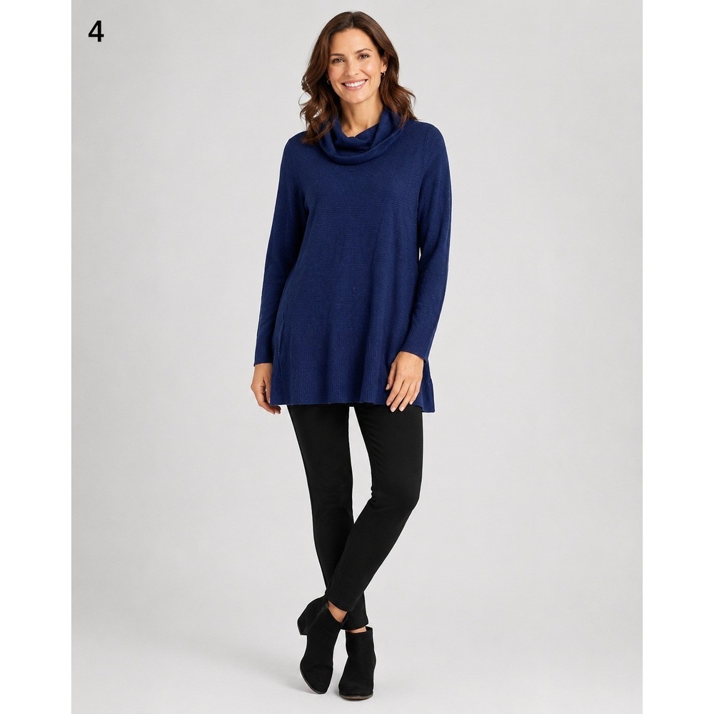 Adrienne‎ Vittadini Turtleneck Sweater Womens Small Blue Ribbed Lightweight